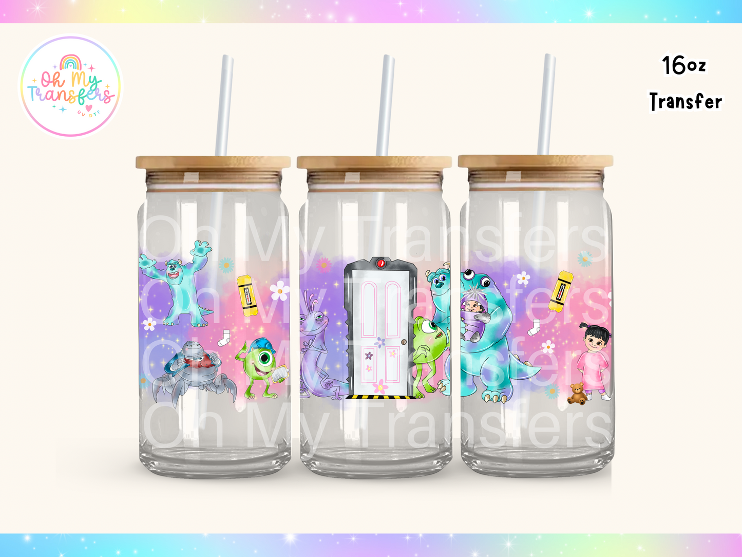 Monsters Colouful Door UV DTF Cup Wrap