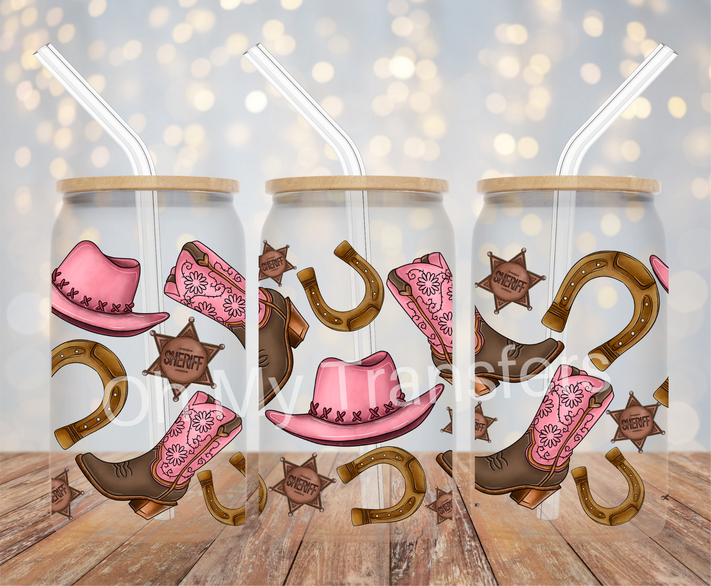 Cowgirl Pink Hat UV DTF Cup Wrap