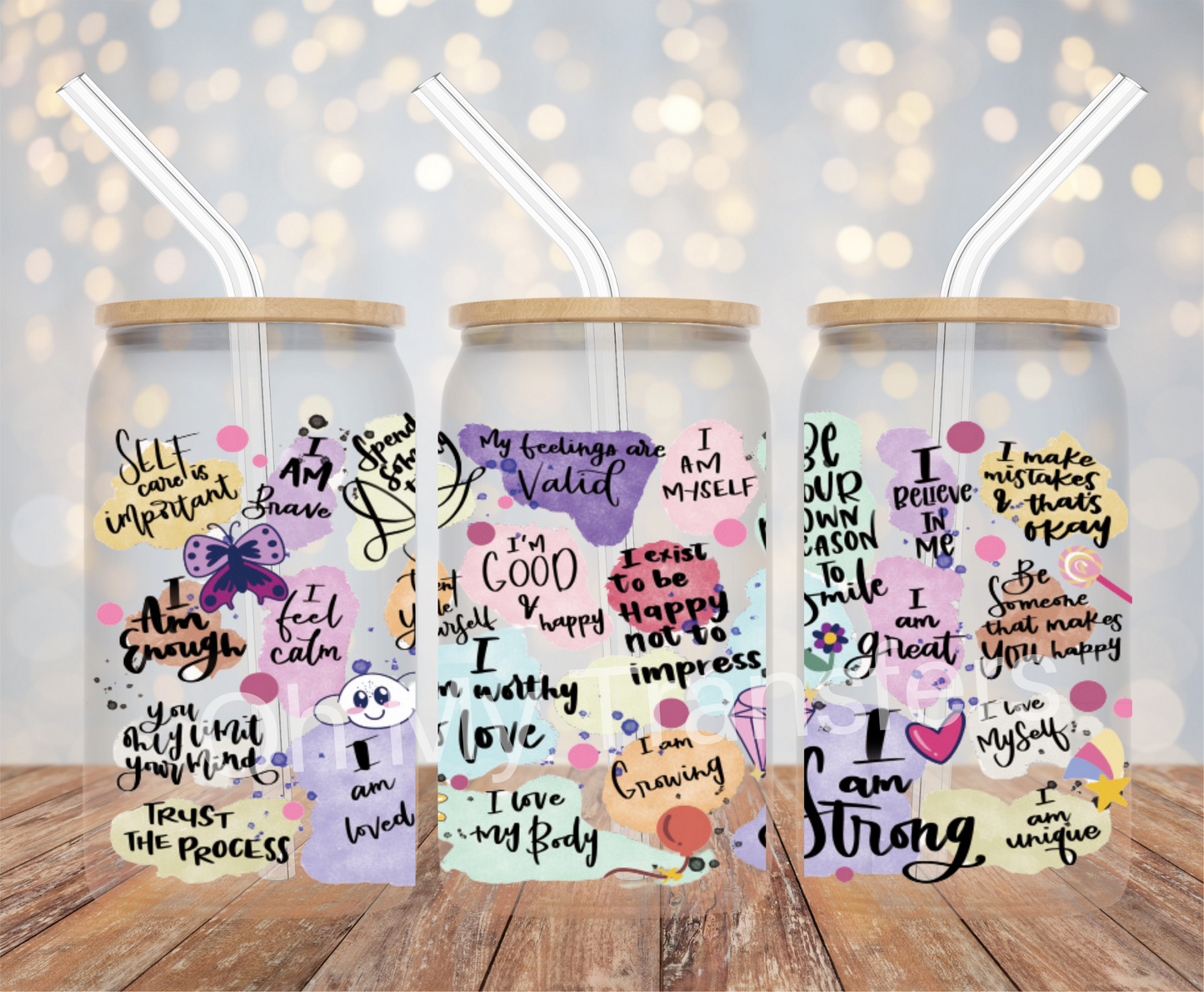 Affirmations Colourful UV DTF Cup Wrap