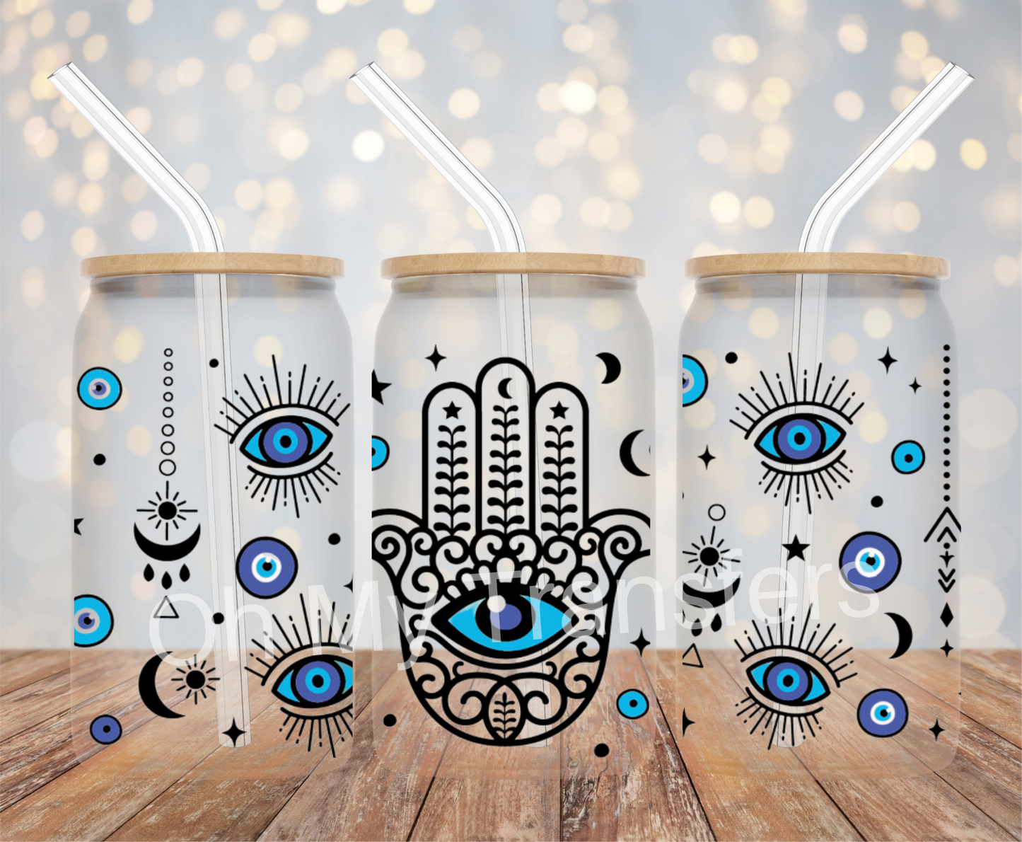 Evil Eye Hand Black UV DTF Cup Wrap