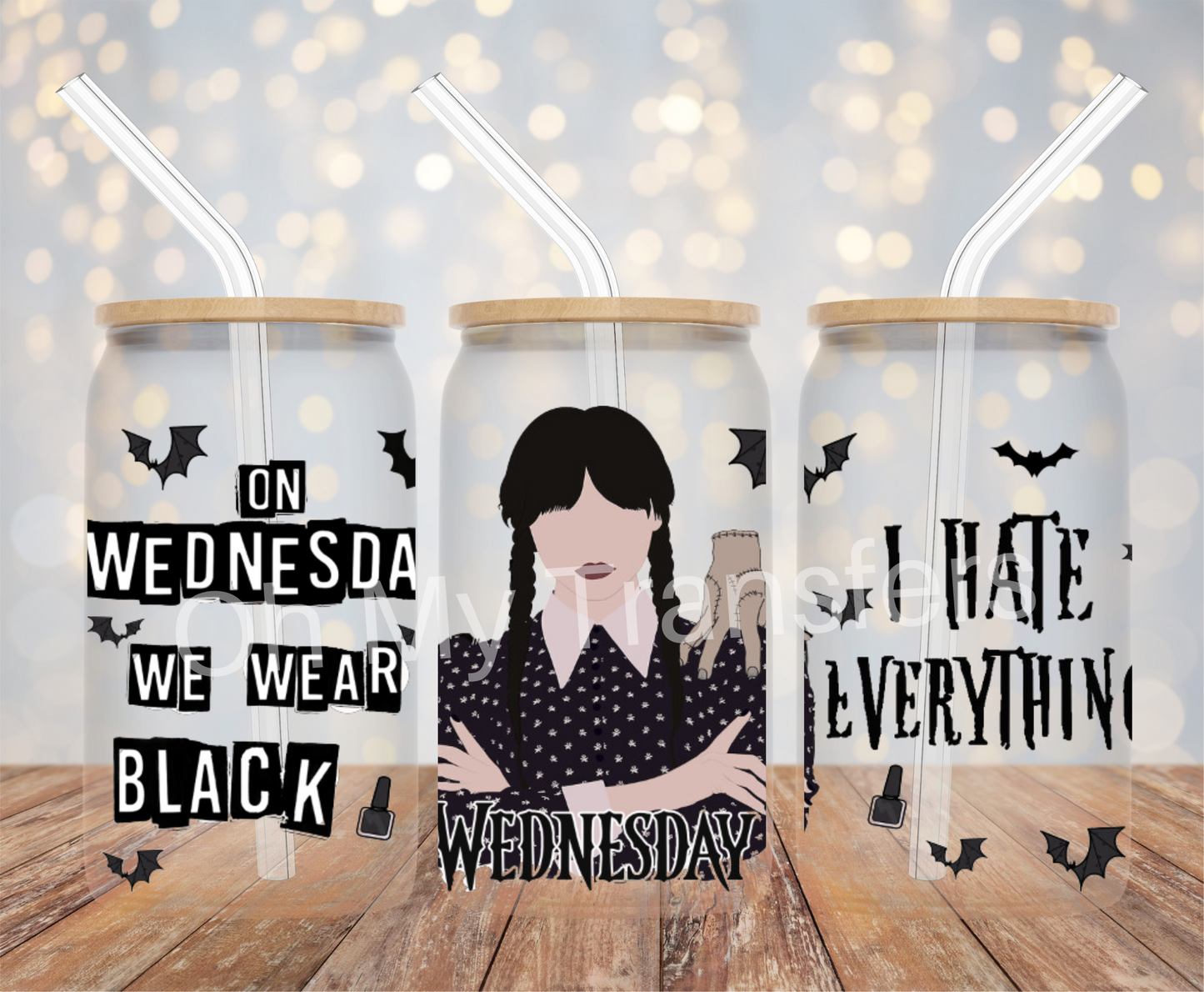 Wednesday Wear Black UV DTF Cup Wrap