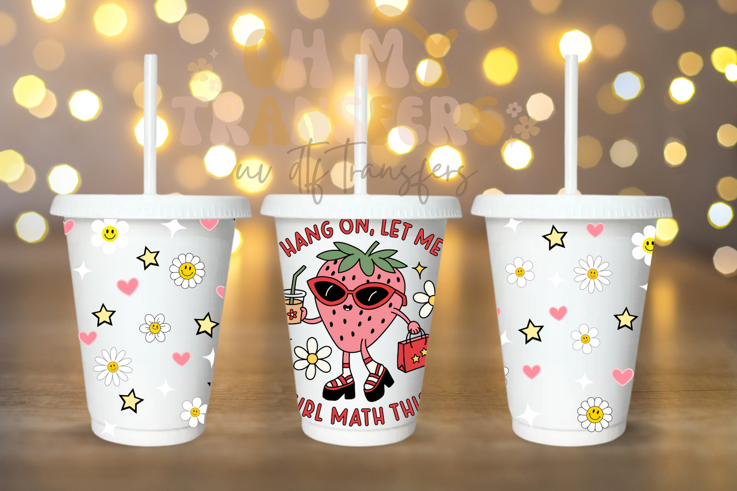 Girl Math Strawberry 16oz Cold Cup UV DTF Transfer
