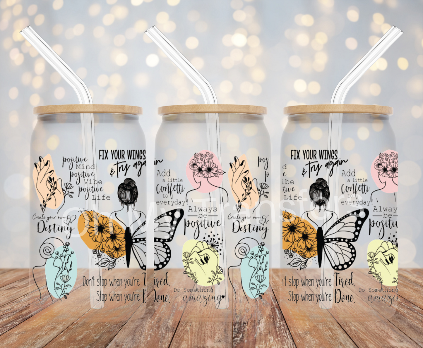 Affirmations Butterfly Wings UV DTF Cup Wrap