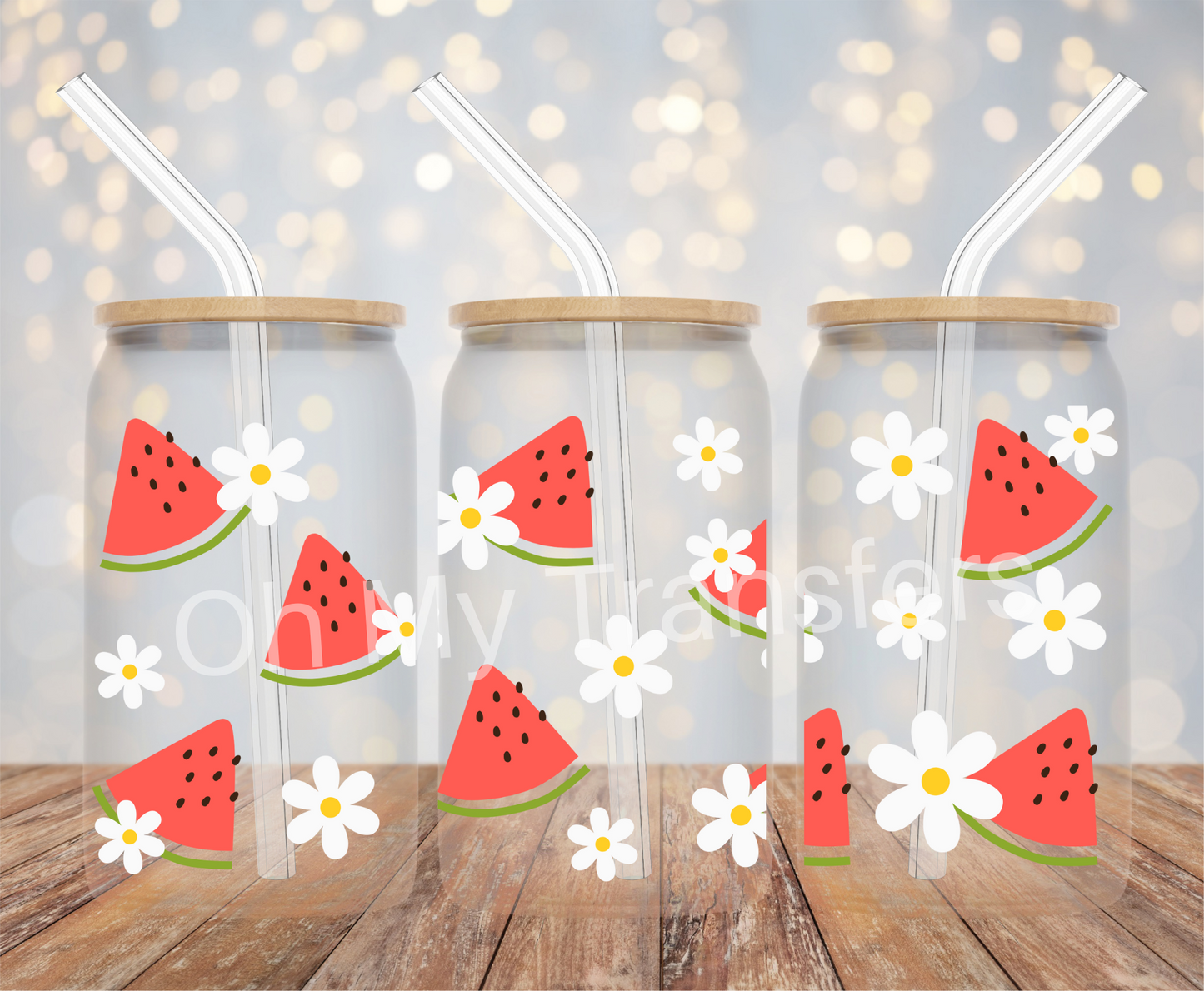 Watermelon Daisys UV DTF Cup Wrap