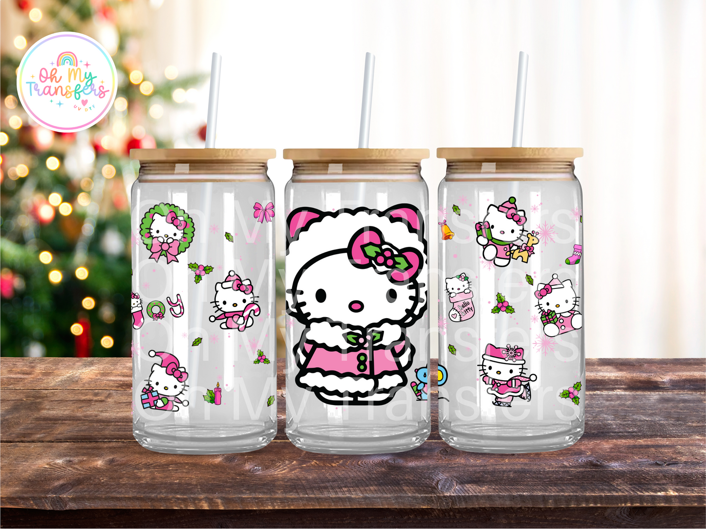 Hello Kitty Xmas UV DTF Cup Wrap