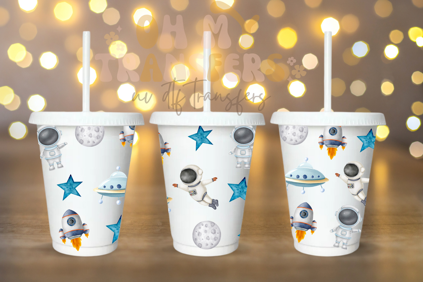 Astronaut 16oz Cold Cup UV DTF Transfer