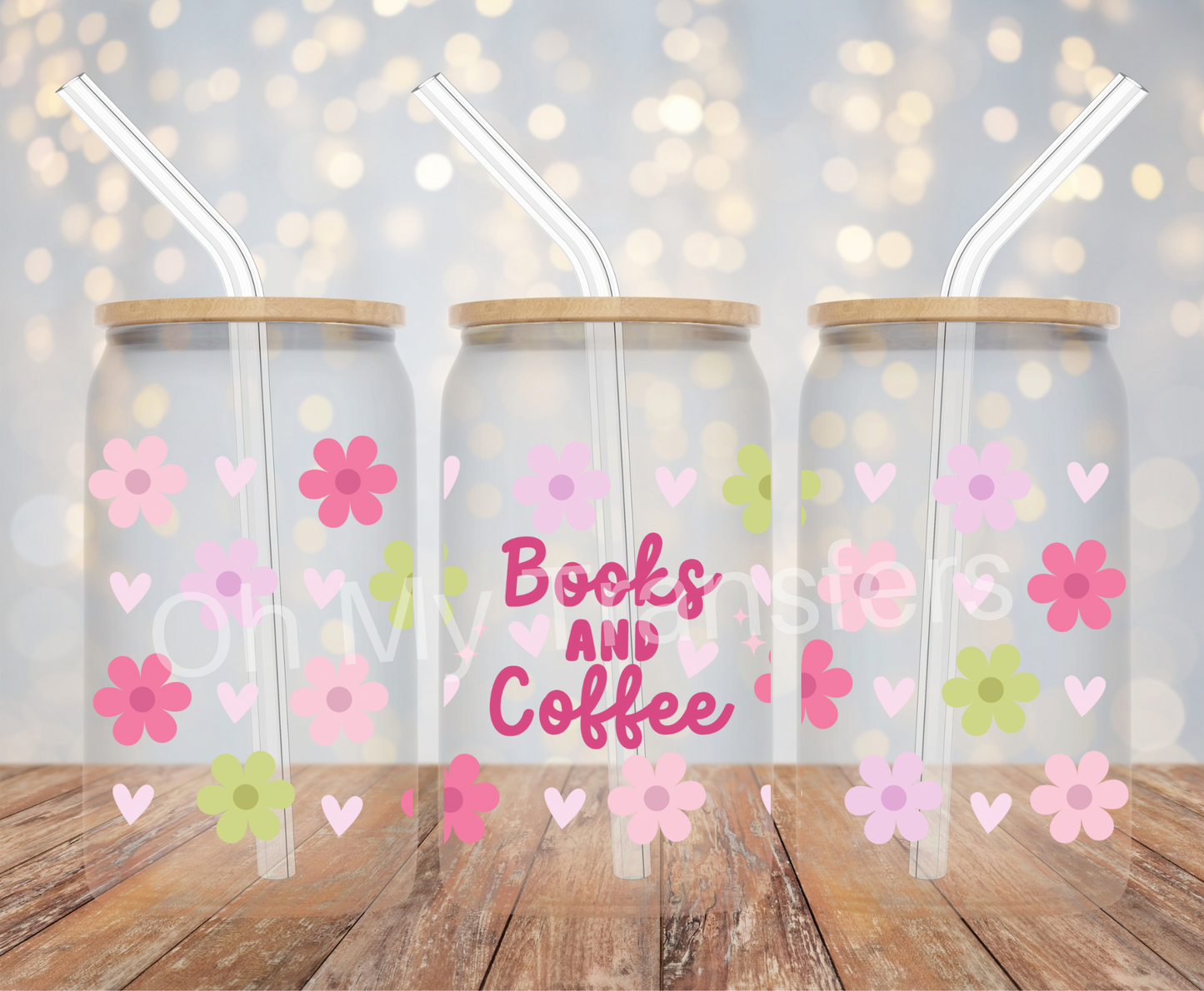 Books & Coffee UV DTF Cup Wrap