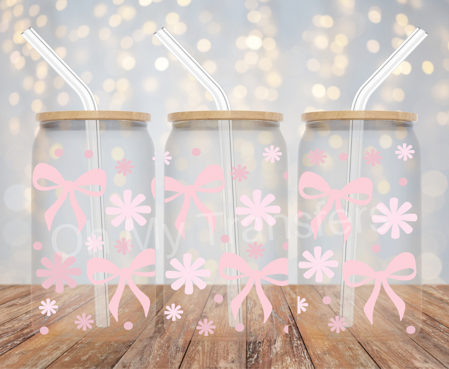 Bows All Pink UV DTF Cup Wrap