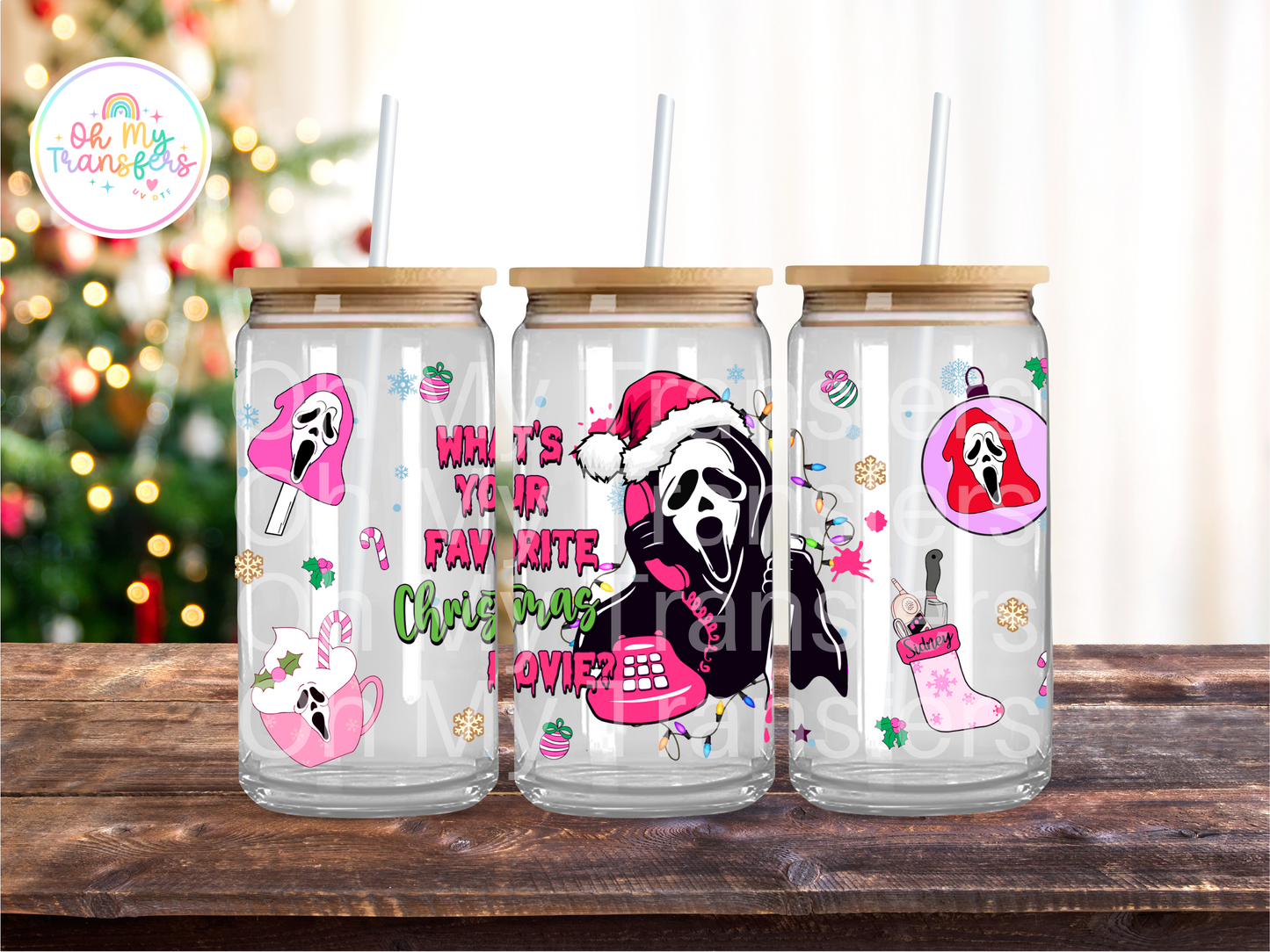 Ghost Face Xmas UV DTF Cup Wrap