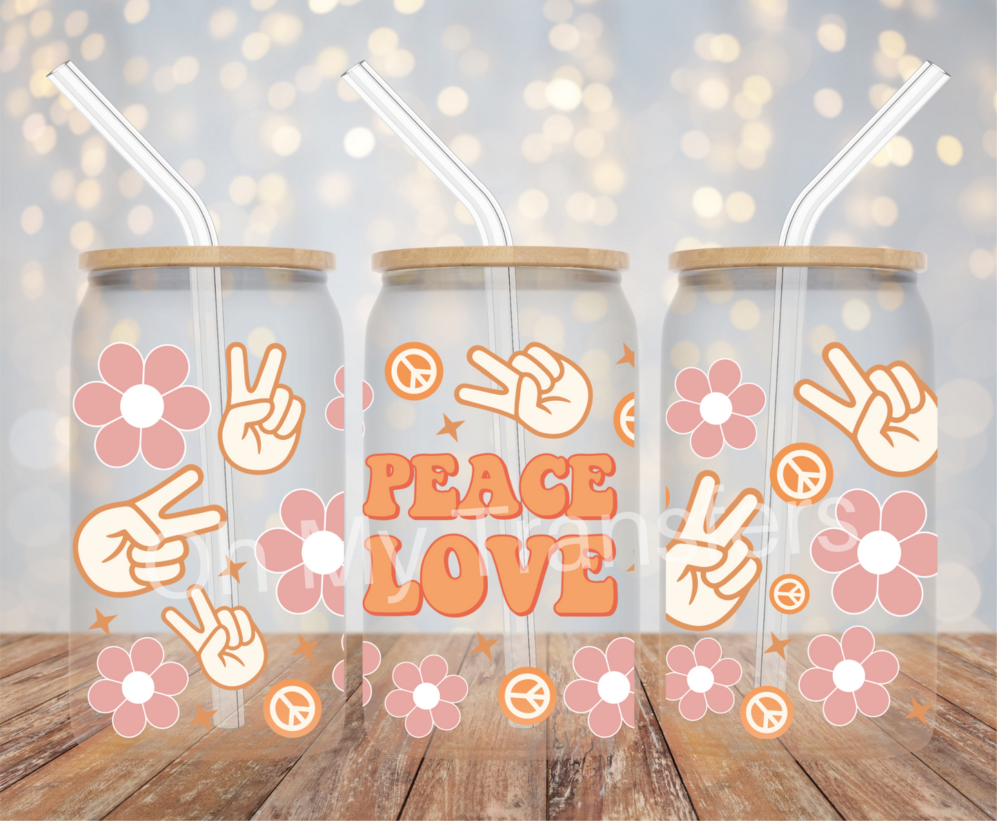 Peace Love UV DTF Cup Wrap