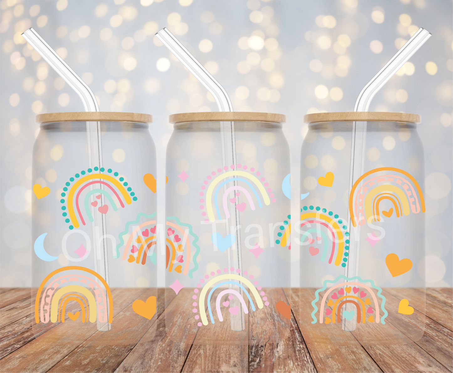 Colourful Boho Rainbow UV DTF Cup Wrap
