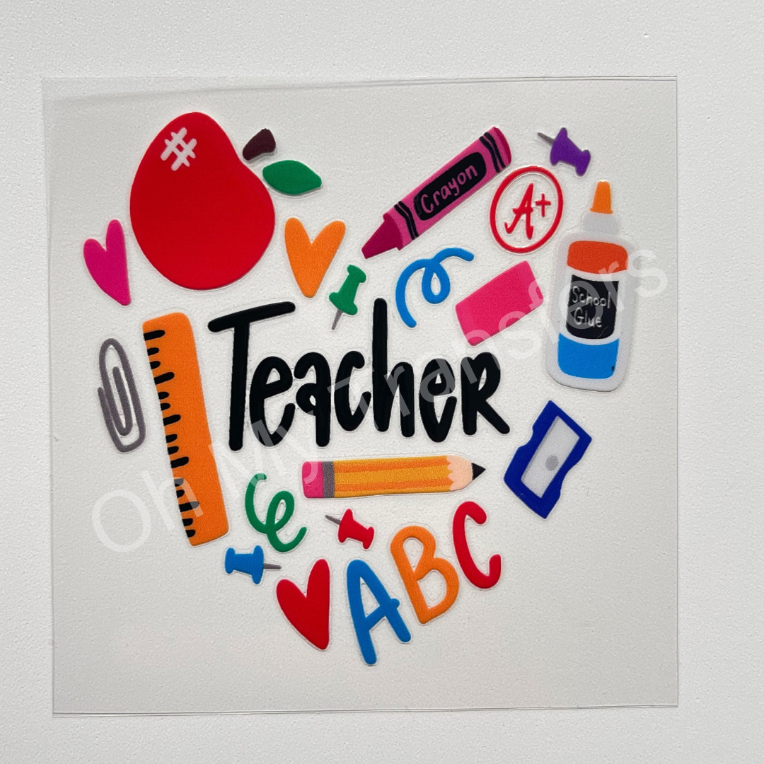 Teacher Heart Decal 4” x 4”