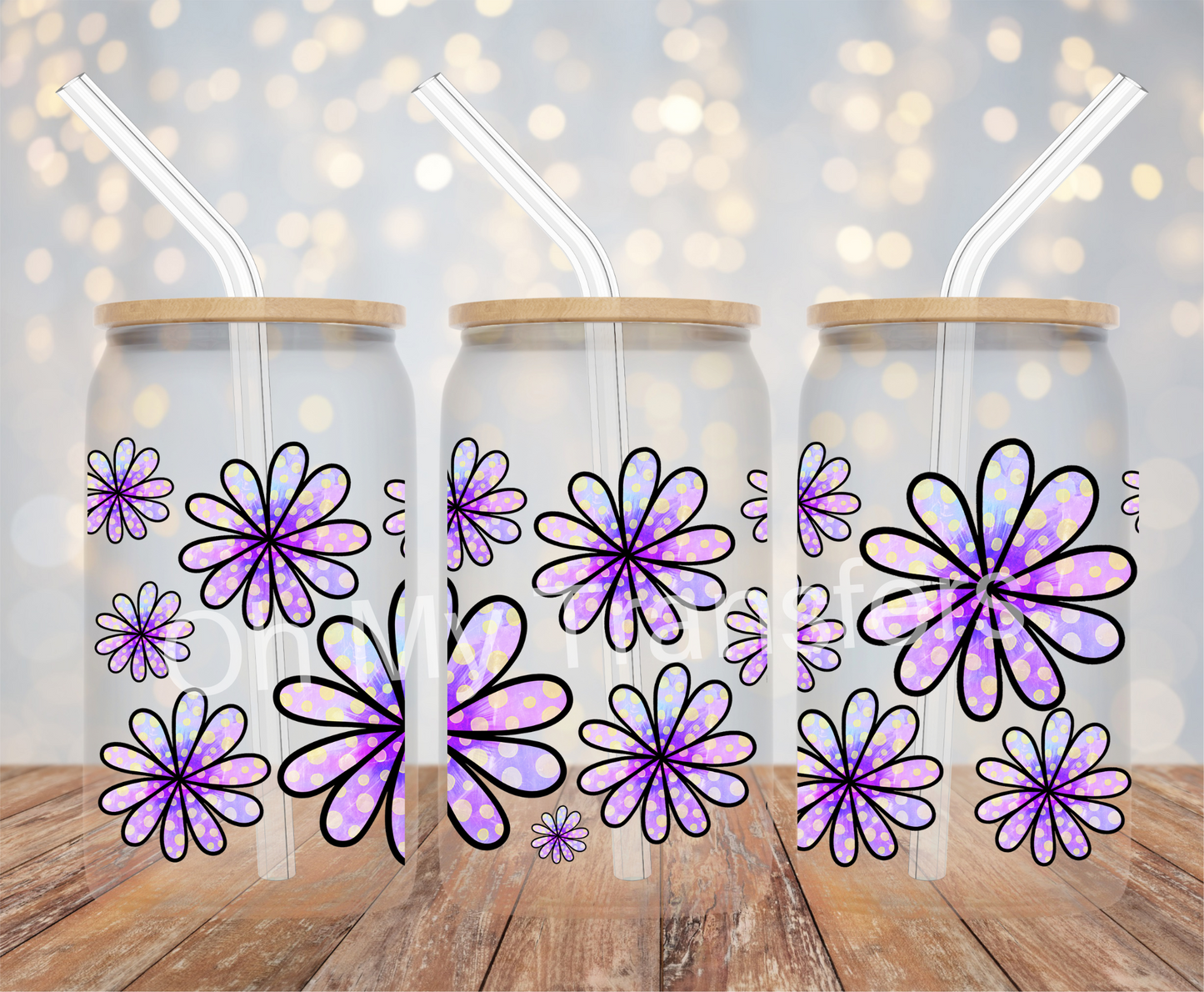 Purple Flower UV DTF Cup Wrap
