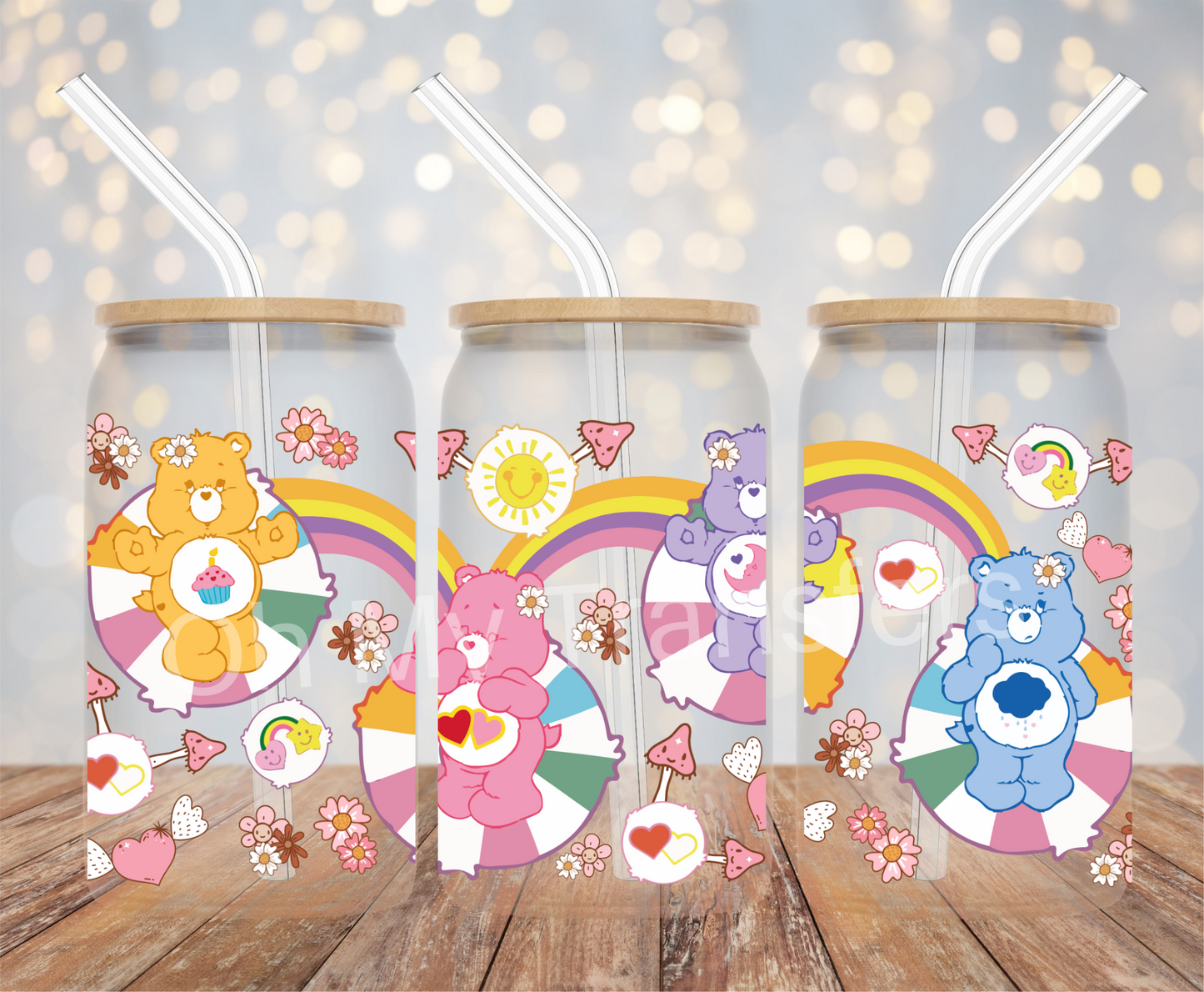 Colourful Bear Mushroom UV DTF Wrap