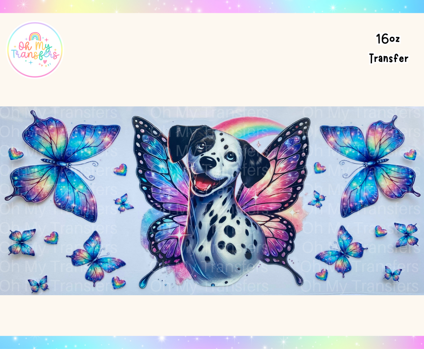 Dalmatian Dog Wings UV DTF Cup Wrap