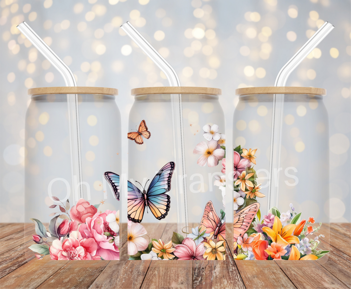 Butterfly & Floral UV DTF Cup Wrap