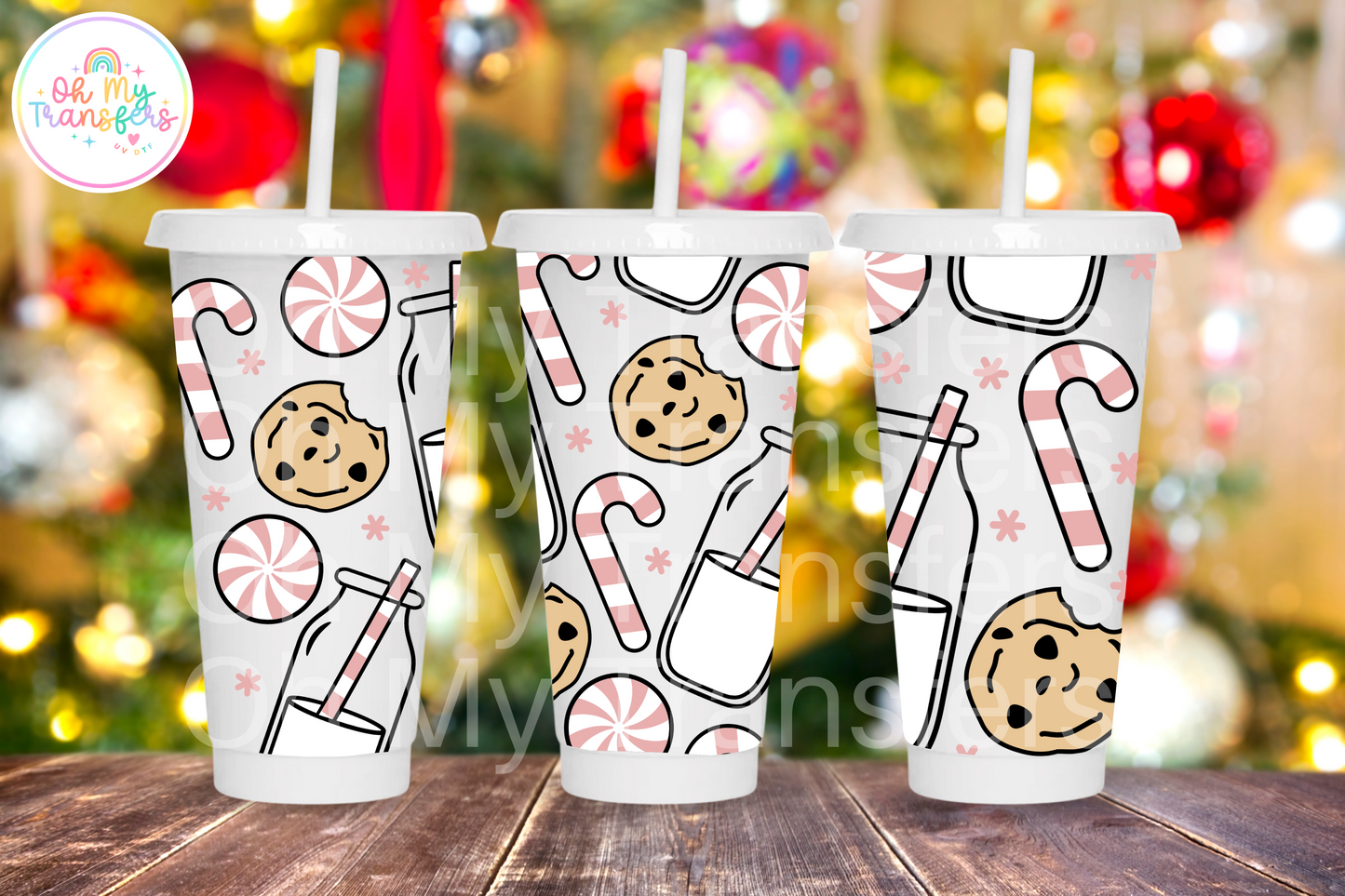 Pink Milk & Cookies 24oz UV DTF Wrap