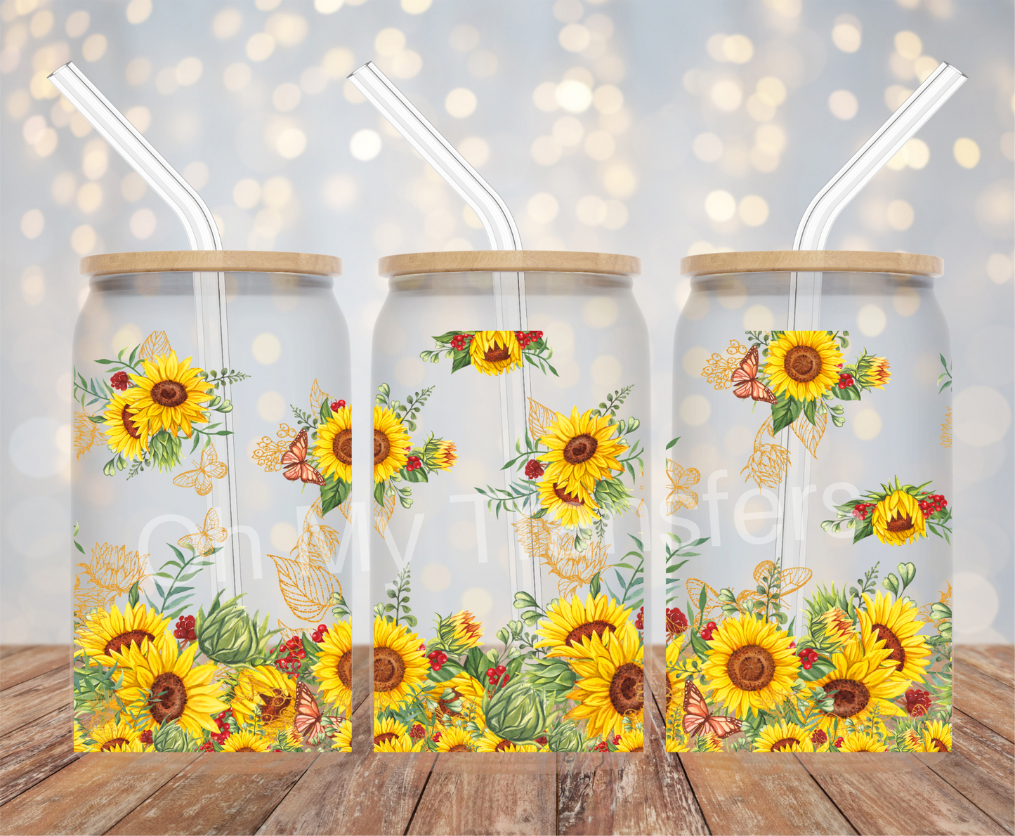 Sunflowers & Butterflies UV DTF Cup Wrap