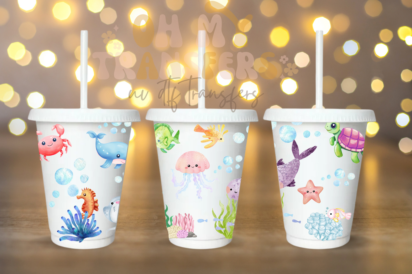 Sea Life 16oz Cold Cup UV DTF Transfer