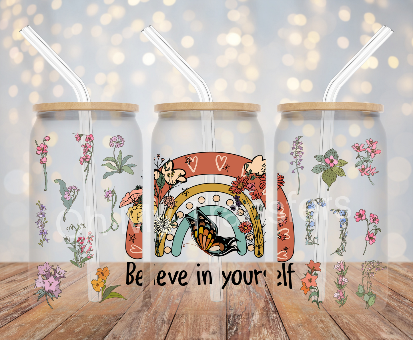 Believe In Yourself Rainbow UV DTF Cup Wrap