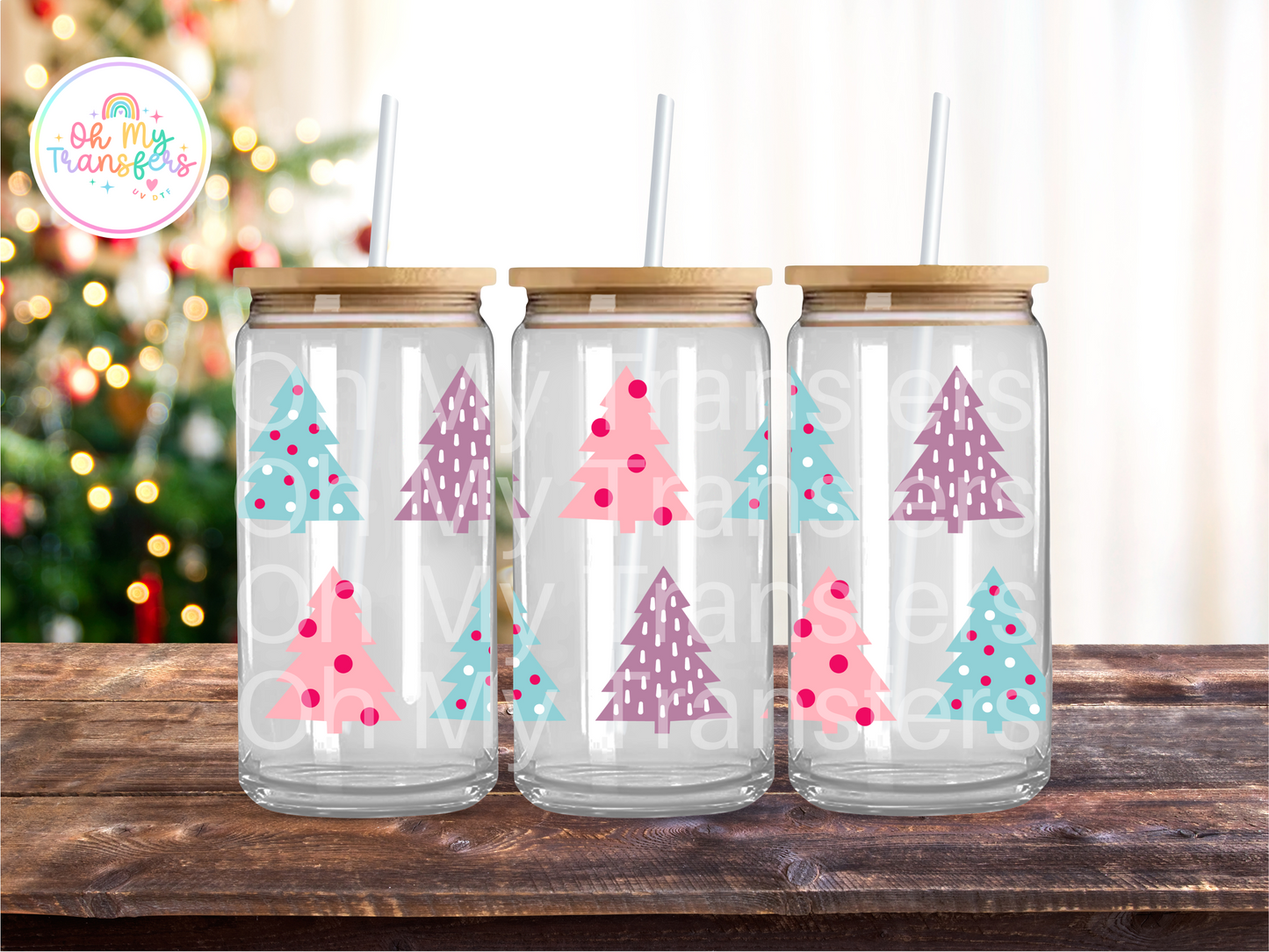 Spotty Xmas Trees UV DTF Cup Wrap