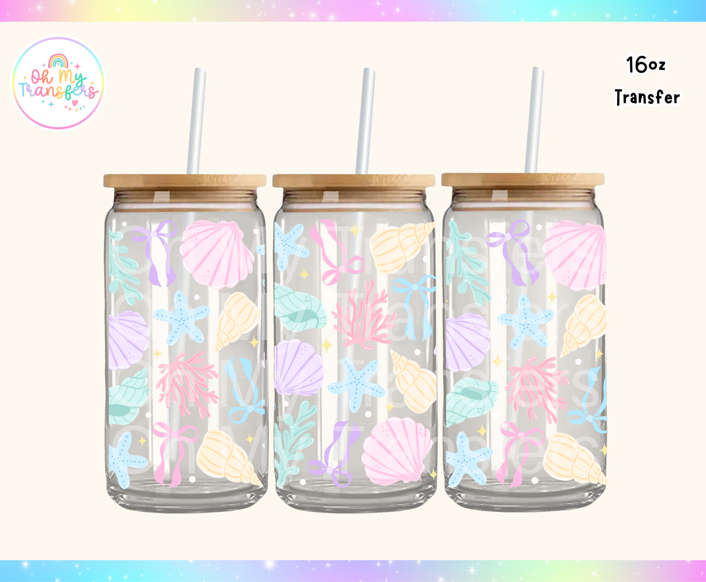 Seashells & Bows UV DTF Cup Wrap