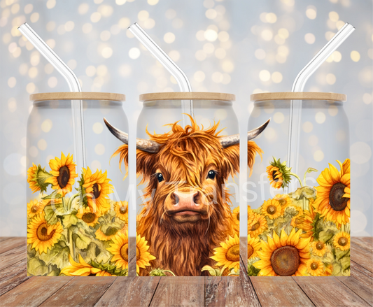 Highland Cow Sunflowers Cup Wrap