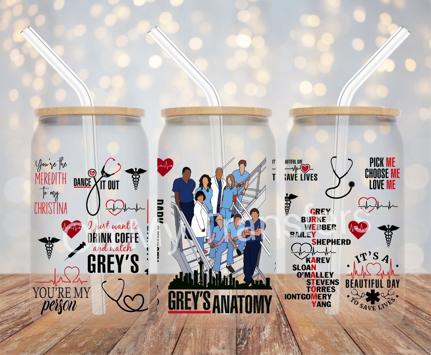 Greys Tv Show UV DTF Cup Wrap