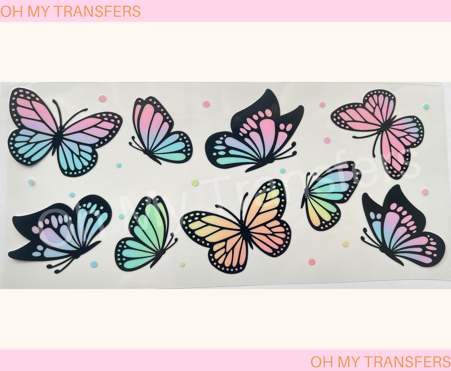 Rainbow Butterfly UV DTF Cup Wrap
