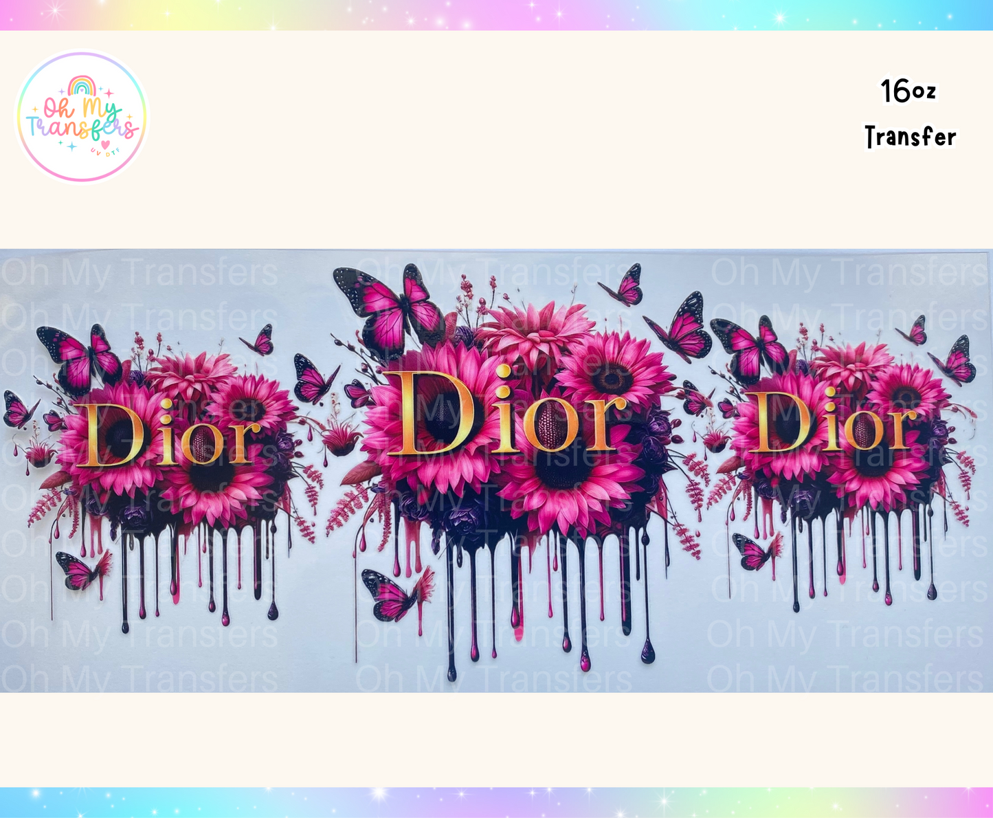 Dior Flowers UV DTF Cup Wrap