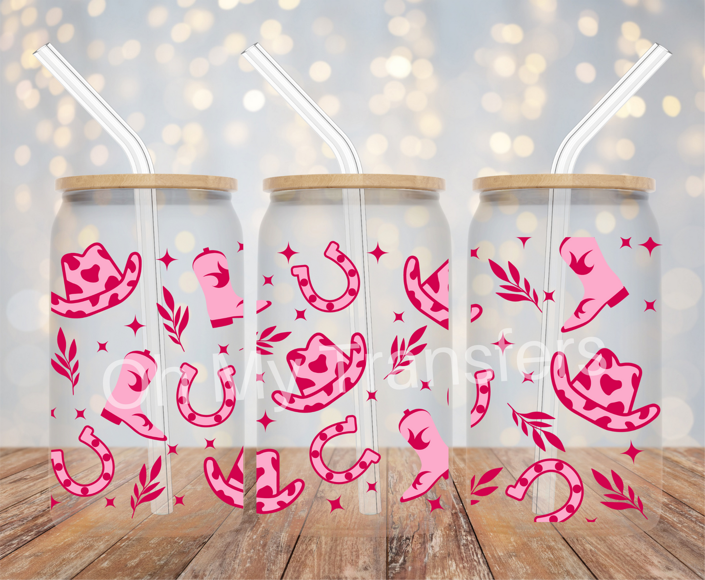 Pink Cow Girl Hats & Boots UV DTF Cup Wrap