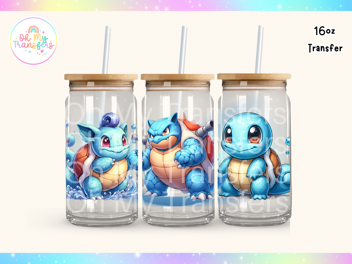 Squirtle evolution UV DTF Cup Wrap