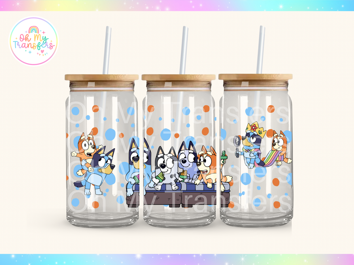 Blue Dog Spots UV DTF Cup Wrap