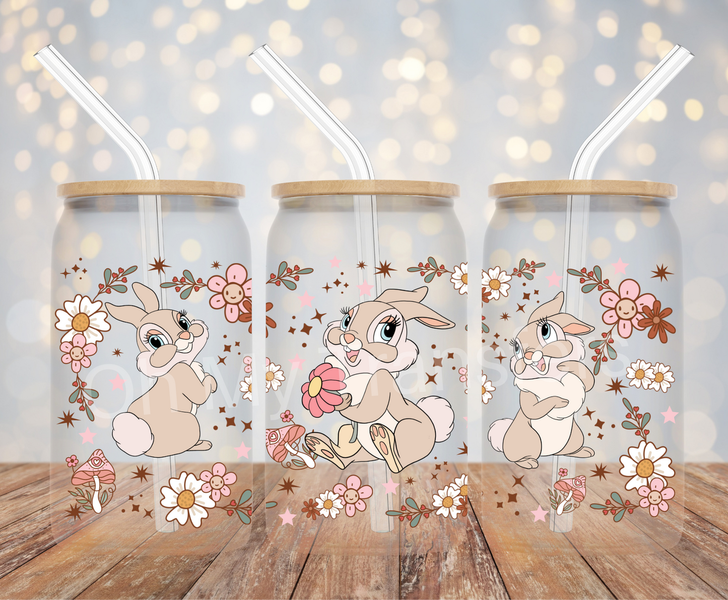 Bunny Floral UV DTF Cup Wrap