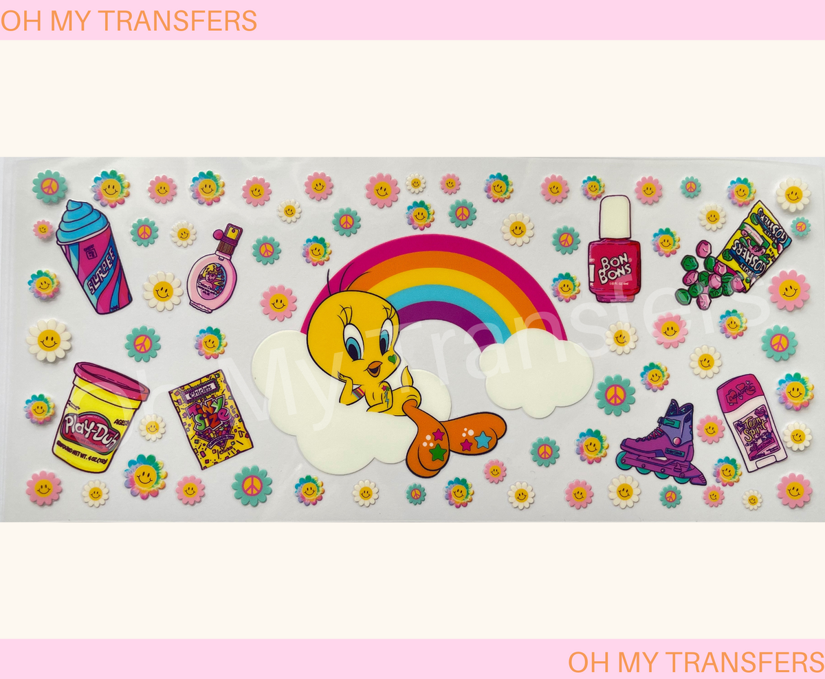 Tweety Rainbow UV DTF Cup Wrap