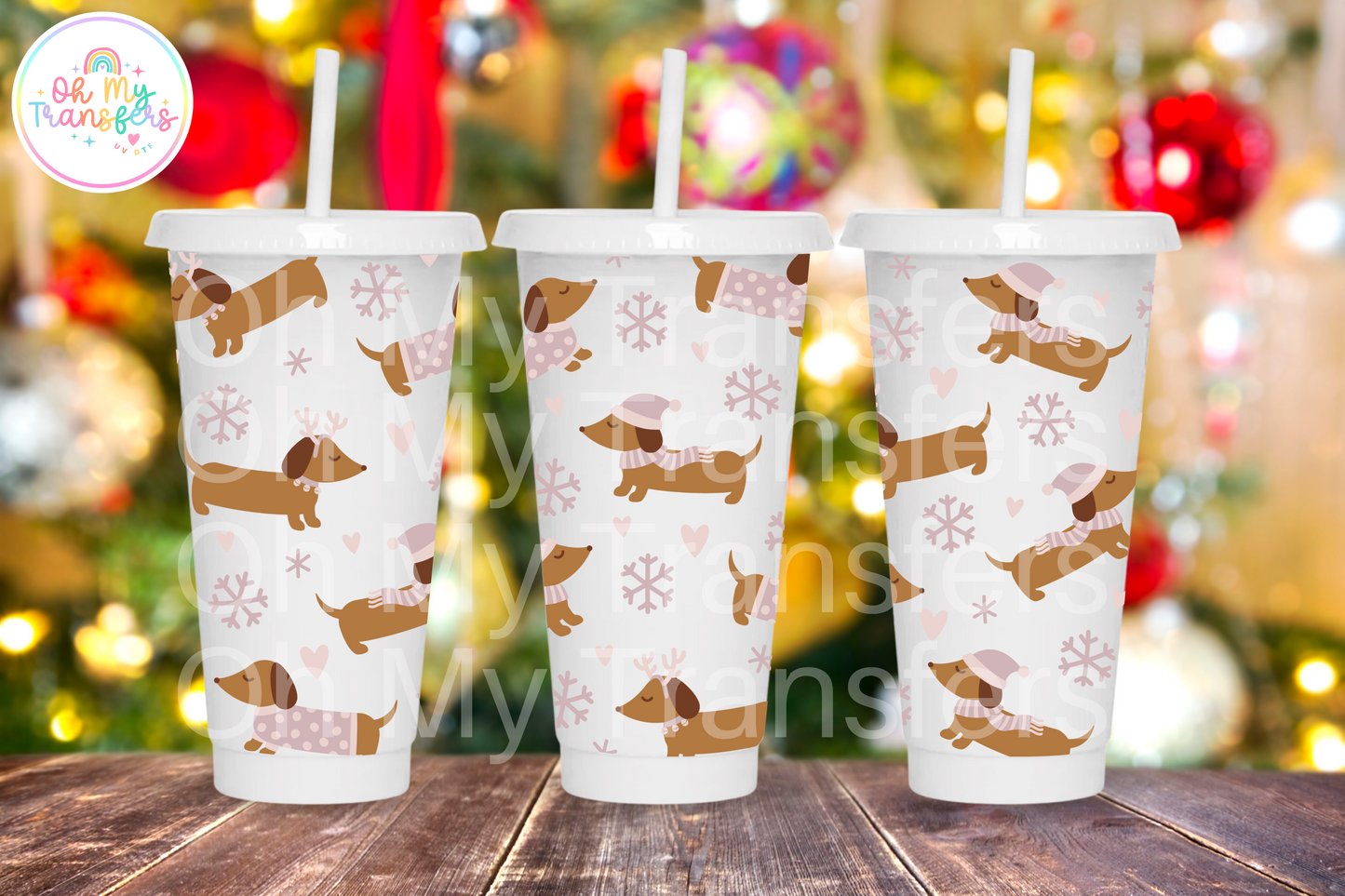 Dachshund Pale Purple Xmas 24oz