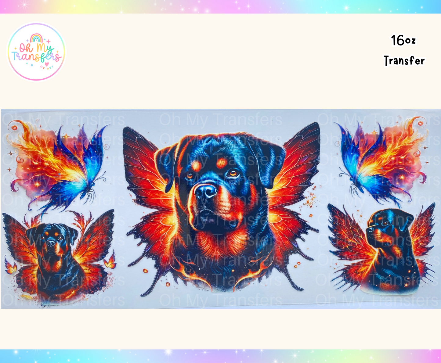 Rottweiler Dog Wings UV DTF Cup Wrap