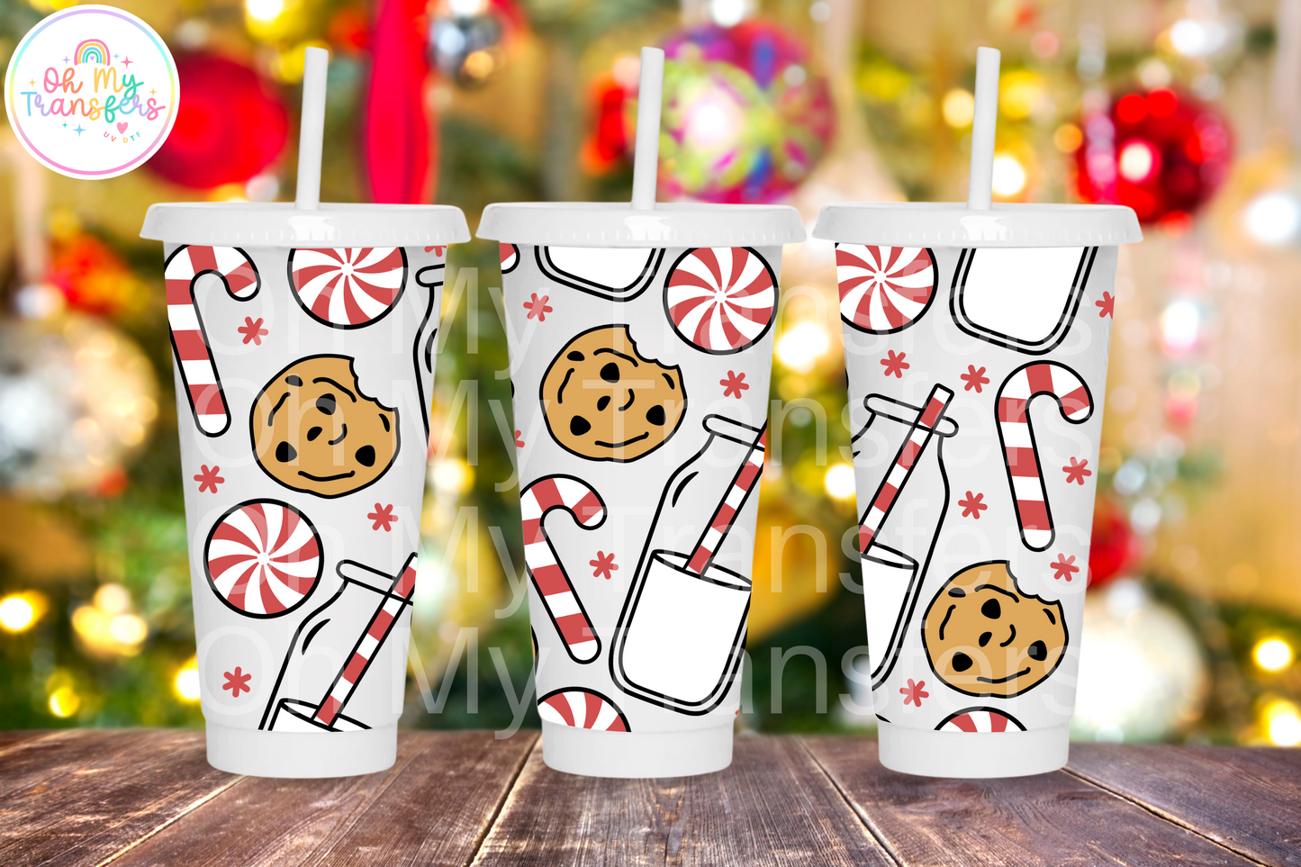 Red Milk & Cookies 24oz UV DTF Wrap