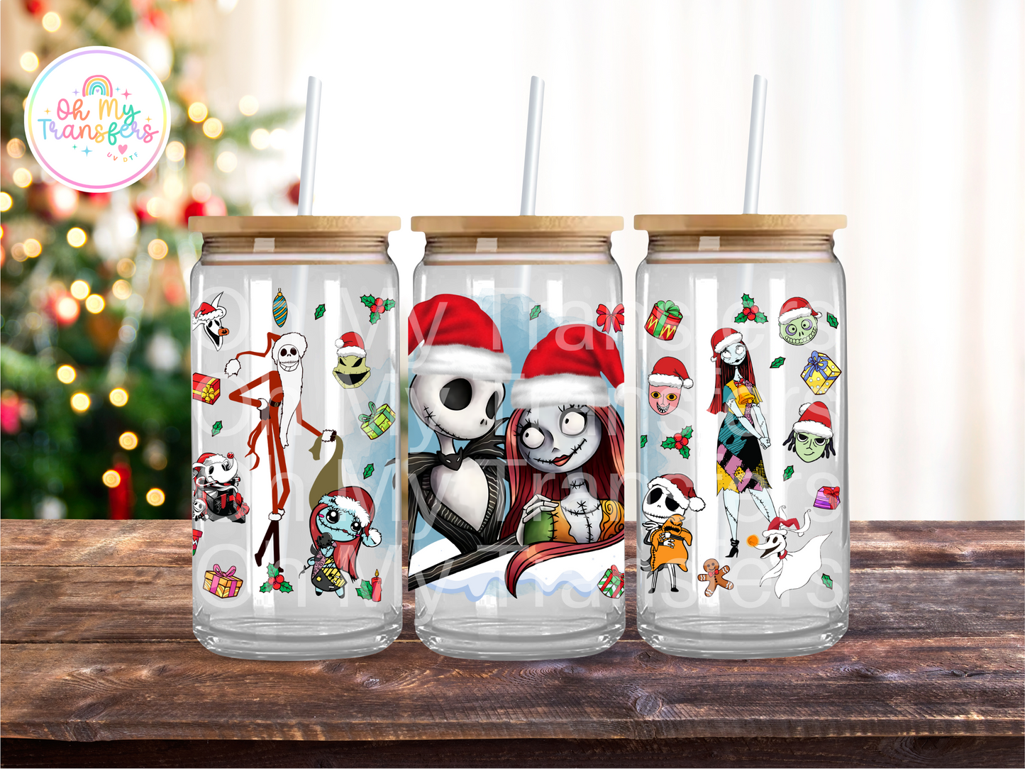 Jack & Sally Xmas UV DTF Cup Wrap