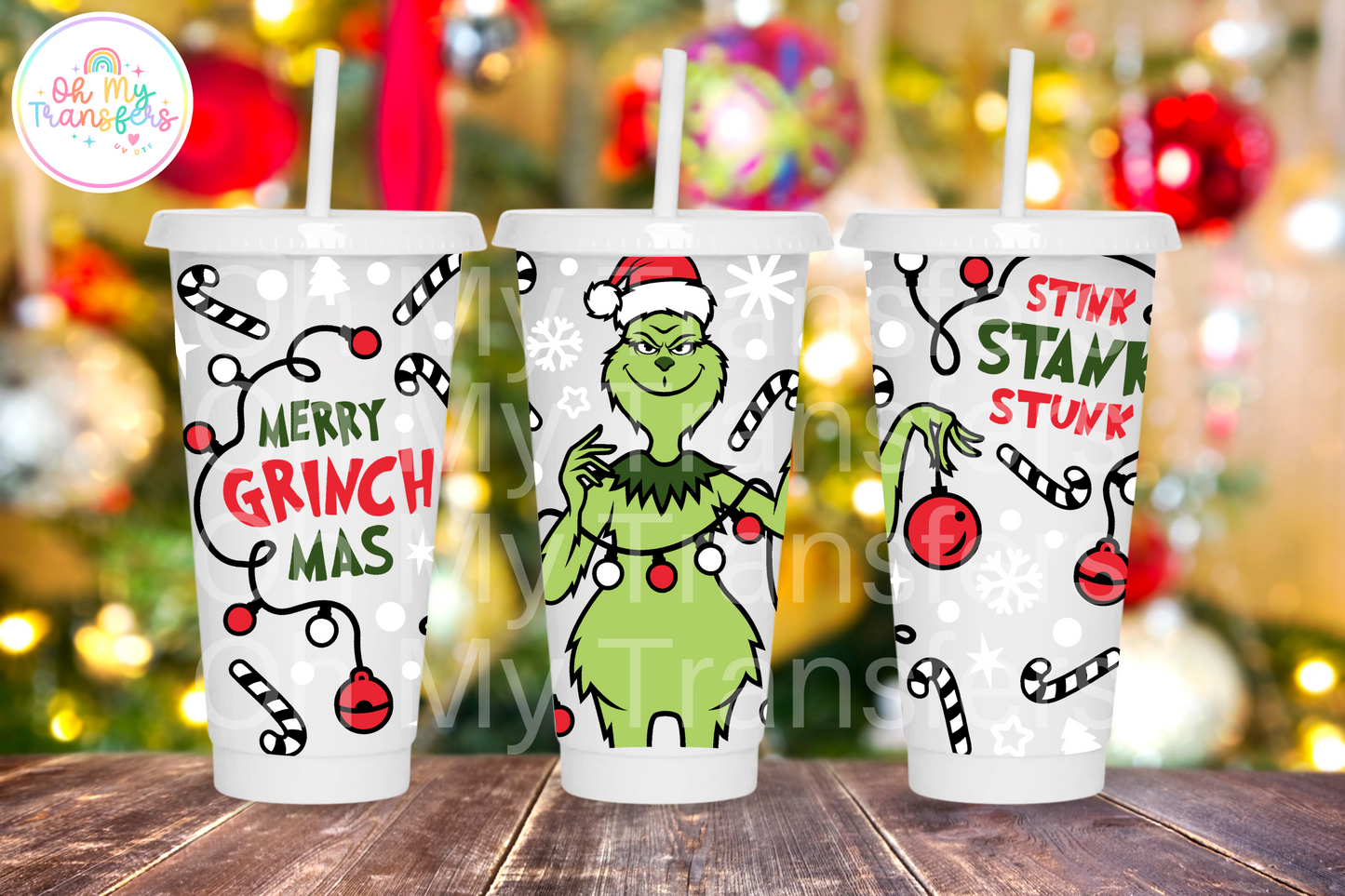 Stink Stank Stunk Xmas Cartoon 24oz UV DTF Wrap