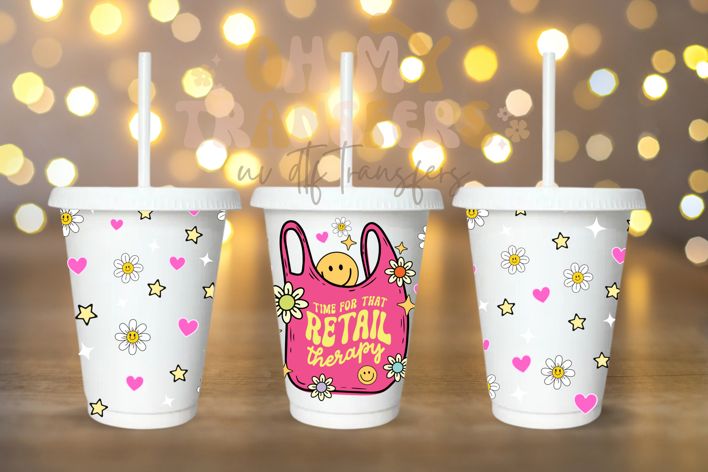 Retail Therapy 16oz Cold Cup UV DTF Transfer