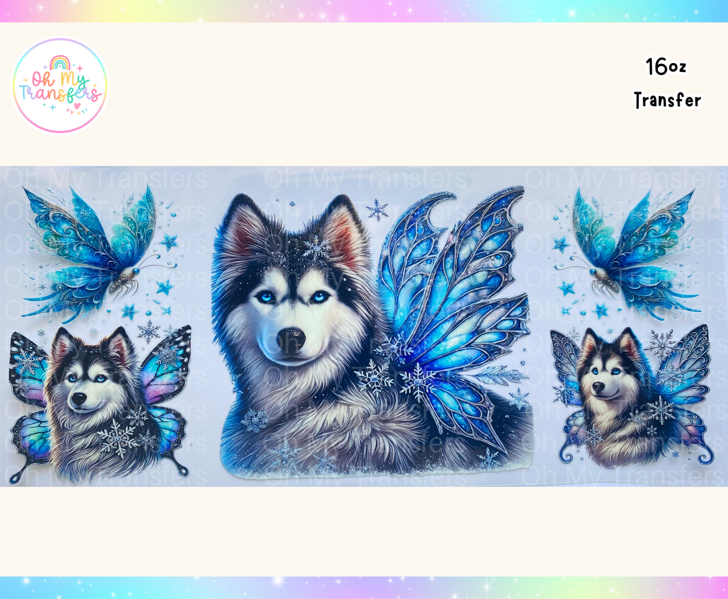 Husky Dog Wings UV DTF Cup Wrap