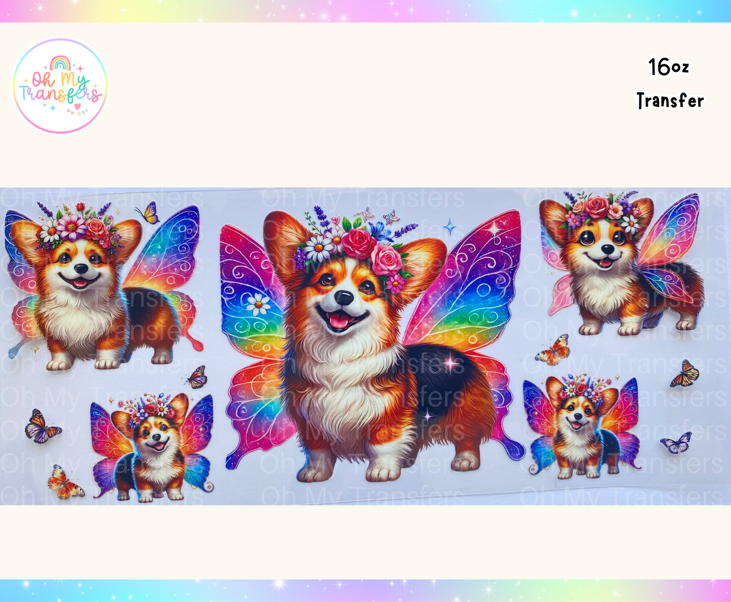 Corgi Dog Wings UV DTF Cup Wrap