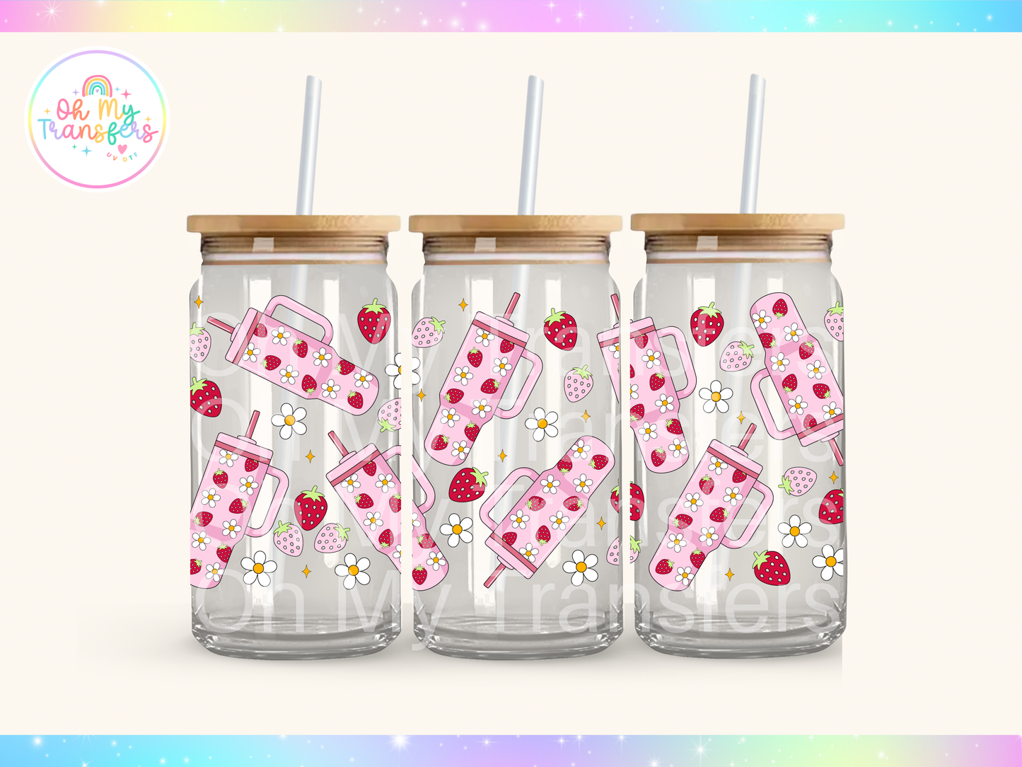 Strawberry Cup UV DTF Cup Wrap
