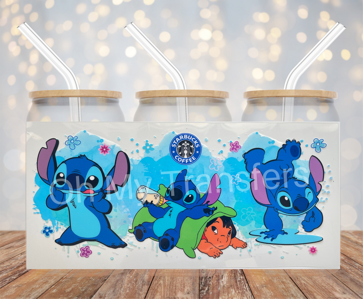 626 & Lilo Blue Watercolour UV DTF Cup Wrap
