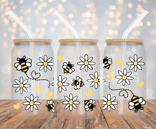 Bees & Flowers UV DTF Cup Wrap