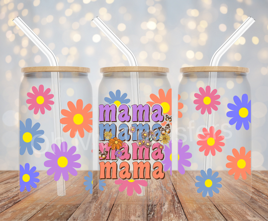 Mama Vibrant Flower UV DTF Cup Wrap