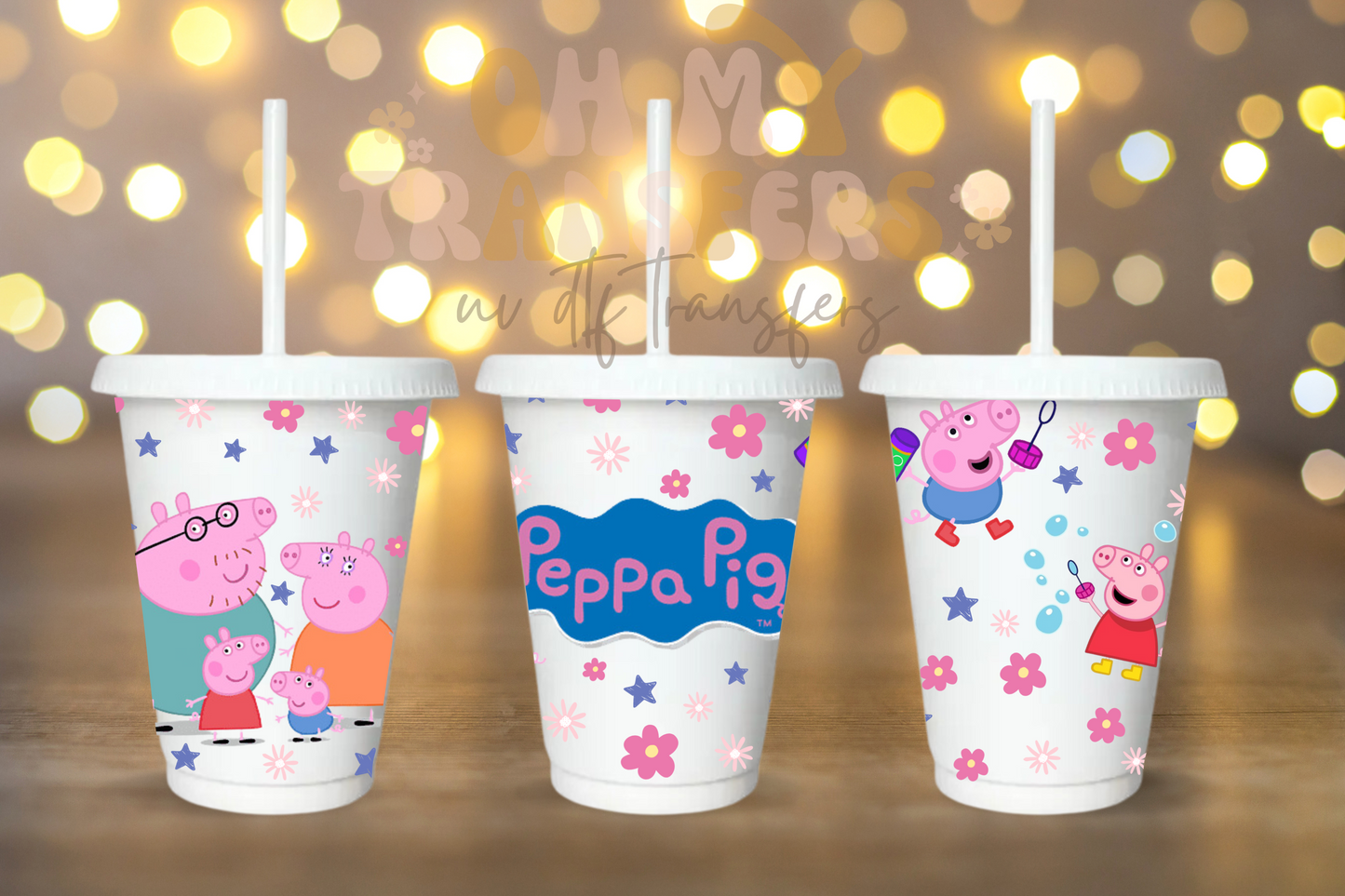 Peppa Bubbles 16oz Cold Cup UV DTF Transfer