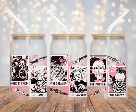 Horror Cards Pink UV DTF Cup Wrap