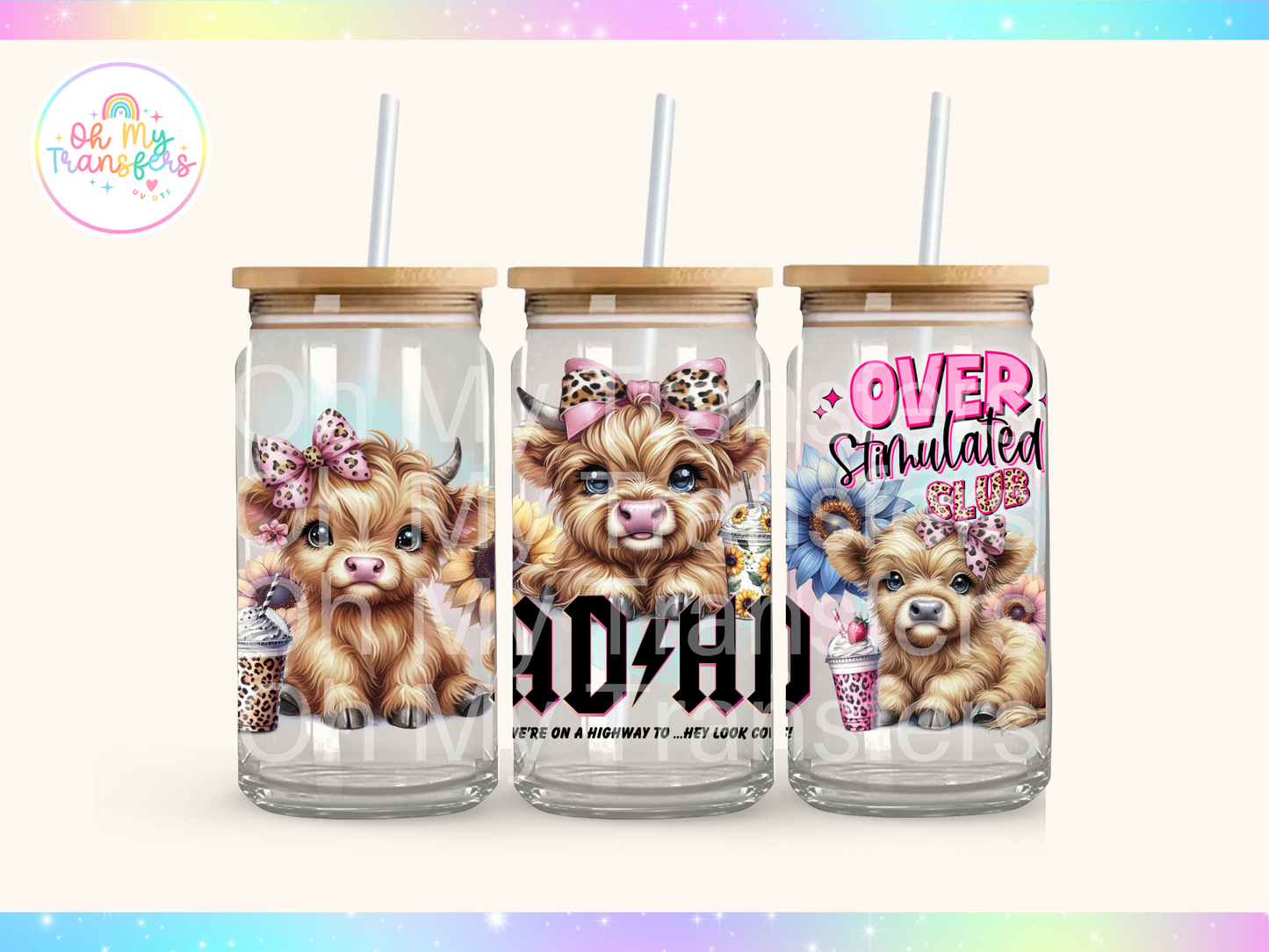 Baby Highland Cow ADHD UV DTF Cup Wrap